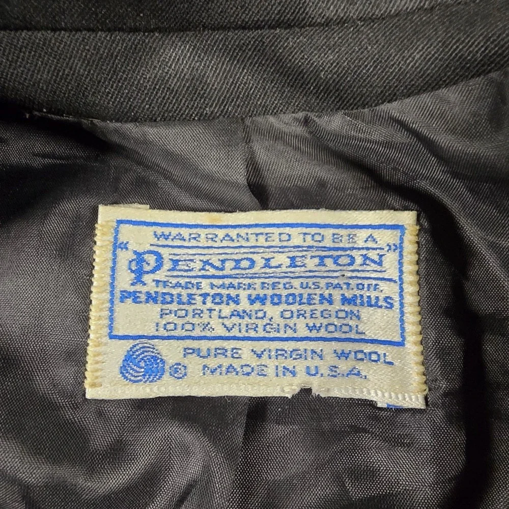 Pendleton Pure Virgin Wool Black Blazer Sport Coat USA Vintage 42 Regular